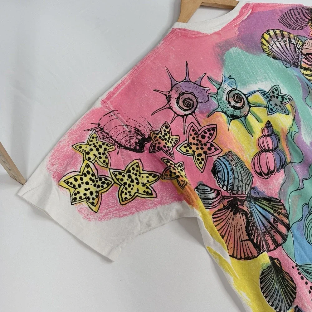 Vintage 90's‎ Freeze Tag Tropical Fish Coral AOP All Over Print T Shirt one size